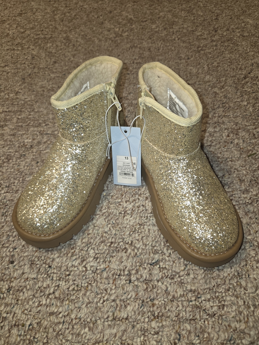 Sparkling Gold Glitter Short Boots